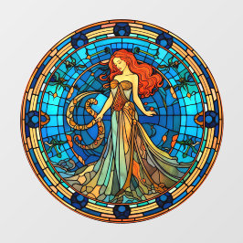 《星座》乙女座〔占星術の〕十二宮図フェイク標識ステンドグラス窓貼り ウィンドウサイン