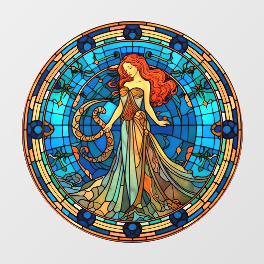 《星座》乙女座〔占星術の〕十二宮図フェイク標識ステンドグラス窓貼り ウィンドウサイン (シート)