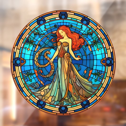 《星座》乙女座〔占星術の〕十二宮図フェイク標識ステンドグラス窓貼り ウィンドウサイン (シート2)