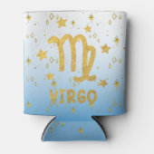 《星座》乙女座〔占星術の〕十二宮図ブルーおよび金ゴールドクーラーボックス 缶クーラー (正面)