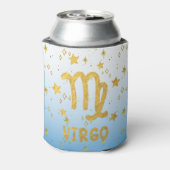 《星座》乙女座〔占星術の〕十二宮図ブルーおよび金ゴールドクーラーボックス 缶クーラー (缶裏面)
