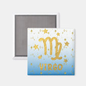 《星座》乙女座〔占星術の〕十二宮図ブルー及び金ゴールド磁石 マグネット (正面/裏面)