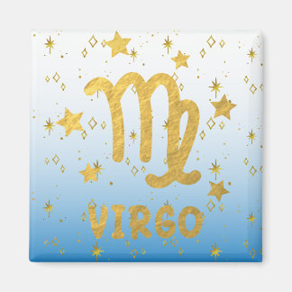 《星座》乙女座〔占星術の〕十二宮図ブルー及び金ゴールド磁石 マグネット