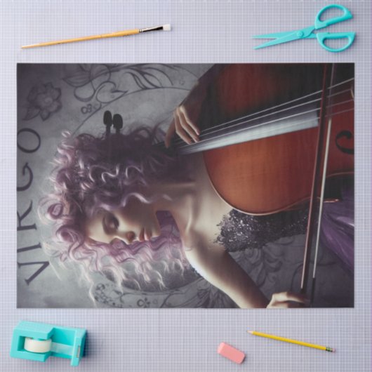 《星座》乙女座〔占星術の〕十二宮図ミュージシャンチェロデクページ 薄葉紙 (クラフト)