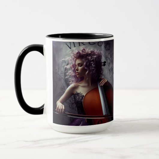 《星座》乙女座〔占星術の〕十二宮図ミュージシャンチェロ マグカップ (左)