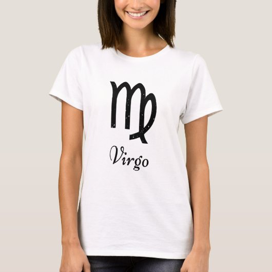 《星座》乙女座〔占星術の〕十二宮図ロゴブラック Tシャツ (正面)
