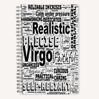 《星座》乙女座〔占星術の〕十二宮図ワードクラウドインスピレーションスパイラル ノートブック