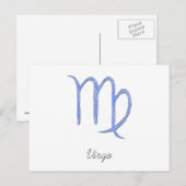 《星座》乙女座。〔占星術の〕十二宮図占星術の記号。ブルー. ポストカード (正面/裏面)