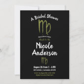 《星座》乙女座〔占星術の〕十二宮図占星術サマー秋ブライダルシャワー 招待状 (正面)