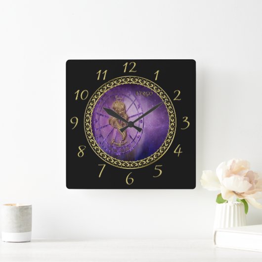 《星座》乙女座〔占星術の〕十二宮図占星術デザイン占星術 スクエア壁時計 (ホーム)