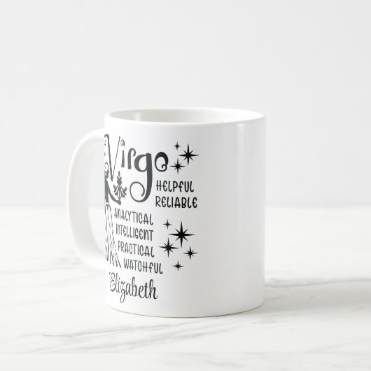 《星座》乙女座〔占星術の〕十二宮図占星術名前をカスタムする コーヒーマグカップ (正面左)