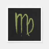 《星座》乙女座〔占星術の〕十二宮図威厳がある9月誕生日占星術 スタンダードカクテルナプキン (正面)