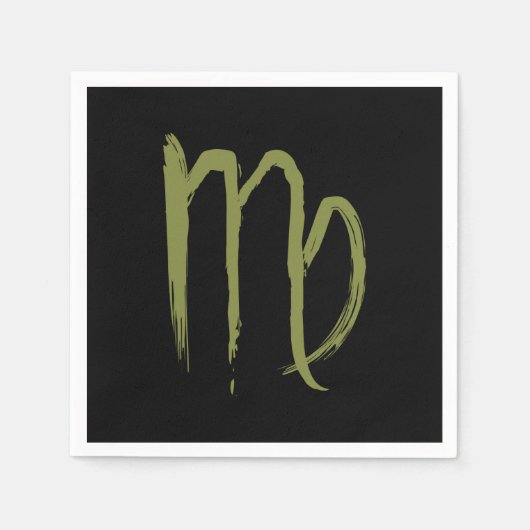 《星座》乙女座〔占星術の〕十二宮図威厳がある9月誕生日占星術 スタンダードカクテルナプキン (正面)