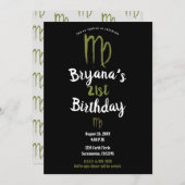 《星座》乙女座〔占星術の〕十二宮図威厳がある9月誕生日占星術 招待状 (正面/裏面)