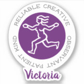 《星座》乙女座〔占星術の〕十二宮図星印の特徴パープルステッカー シール (正面)