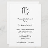 《星座》乙女座。〔占星術の〕十二宮図星座ブラック. 招待状 (正面/裏面)