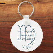 《星座》乙女座〔占星術の〕十二宮図標識おもしろい引用文ブルー文字誕生日 キーホルダー (正面)