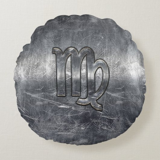 《星座》乙女座〔占星術の〕十二宮図標識グランジ動揺してスタイル ラウンドクッション (正面)