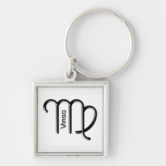 《星座》乙女座、〔占星術の〕十二宮図標識抽象デザイン、 キーホルダー (正面)