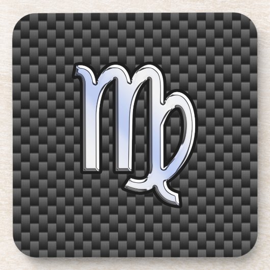 《星座》乙女座〔占星術の〕十二宮図標識炭炭素繊維プリント コースター (正面)