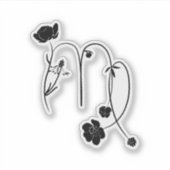 《星座》乙女座〔占星術の〕十二宮図標識誕生フラワーブラックモダンシック シール (正面)