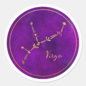 《星座》乙女座〔占星術の〕十二宮図標識金箔星座 ラウンドシール (正面)
