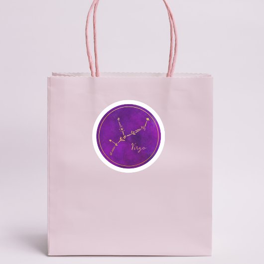 《星座》乙女座〔占星術の〕十二宮図標識金箔星座 ラウンドシール