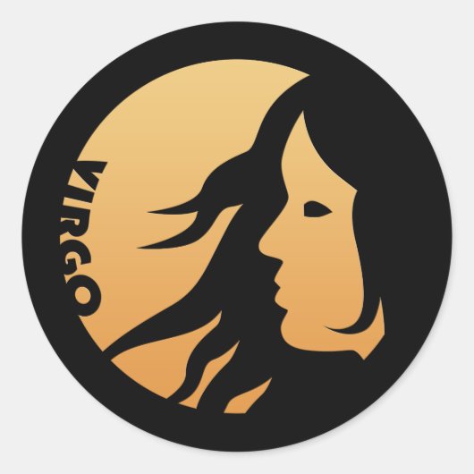 《星座》乙女座〔占星術の〕十二宮図標識 ラウンドシール (正面)