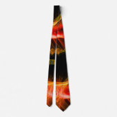 《星座》乙女座〔占星術の〕十二宮図標識、赤オレンジのフラクタル渦巻き ネクタイ (裏面)