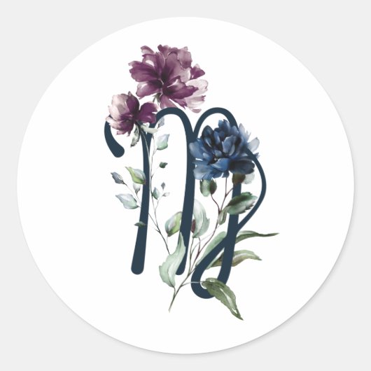 《星座》乙女座〔占星術の〕十二宮図記号 ラウンドシール (正面)