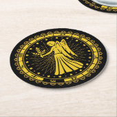 《星座》乙女座-〔占星術の〕十二宮図記号 – 記号 – 占星術 ラウンドペーパーコースター (アングル)