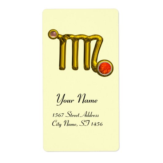 《星座》乙女座〔占星術の〕十二宮図誕生日オレンジグレーゲート ラベル (正面)