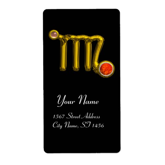 《星座》乙女座〔占星術の〕十二宮図誕生日オレンジグレーゲート ラベル (正面)