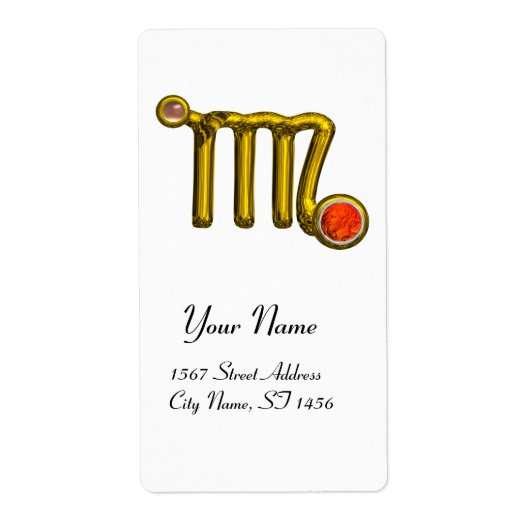 《星座》乙女座〔占星術の〕十二宮図誕生日オレンジグレーゲート ラベル (正面)