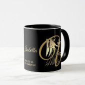 《星座》乙女座♍〔占星術の〕十二宮図誕生日標識/黒と金ゴールド マグカップ (正面右)