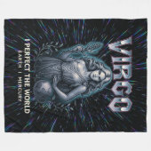 《星座》乙女座〔占星術の〕十二宮図80のロックバンド占星術インスパイア フリースブランケット (正面(横))