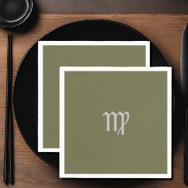 《星座》乙女座〔占星術の〕十二宮図 – オリーブ スタンダードカクテルナプキン