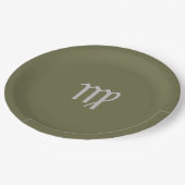 《星座》乙女座〔占星術の〕十二宮図 – オリーブ ペーパープレート (アングル)