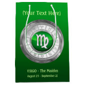 《星座》乙女座-未婚の(占星術の)十二宮図の印 ミディアムペーパーバッグ (正面)