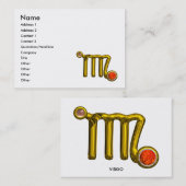《星座》乙女座/灰色オレンジの瑪瑙,金ゴールド〔占星術の〕十二宮図標識ジュエル 名刺 (正面/裏面)