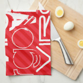 《星座》乙女座;緋色の赤ストライプ色 キッチンタオル (四つ折り)