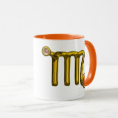 《星座》乙女座/金ゴールドオレンジ酸〔占星術の〕十二宮図標識ジュエル マグカップ (正面右)