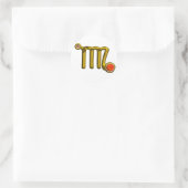 《星座》乙女座/金ゴールドオレンジ酸〔占星術の〕十二宮図標識ジュエル ラウンドシール (バッグ)