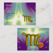 《星座》乙女座/金ゴールドオレンジ酸〔占星術の〕十二宮図標識ジュエル 名刺 (正面/裏面)