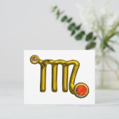 《星座》乙女座/金ゴールドオレンジ酸〔占星術の〕十二宮図誕生日宝石 ポストカード (スタンド正面)