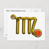 《星座》乙女座/金ゴールドオレンジ酸〔占星術の〕十二宮図誕生日宝石 ポストカード (正面/裏面)