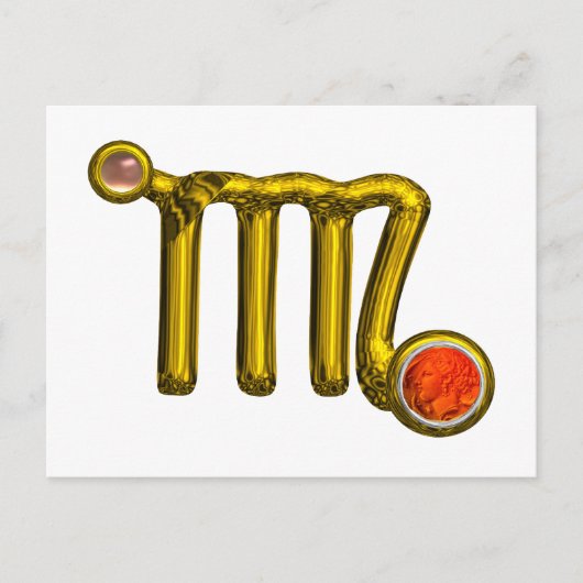 《星座》乙女座/金ゴールドオレンジ酸〔占星術の〕十二宮図誕生日宝石 ポストカード (正面)