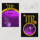 《星座》乙女座/金ゴールド〔占星術の〕十二宮図サインジュエルパープルジェムモノグラム 名刺 (正面/裏面)