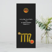 《星座》乙女座/金ゴールド〔占星術の〕十二宮図サインジュエルブラック誕生日パーティー 招待状 (スタンド正面)