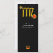 《星座》乙女座/金ゴールド〔占星術の〕十二宮図サインジュエルブラック誕生日パーティー 招待状 (裏面)